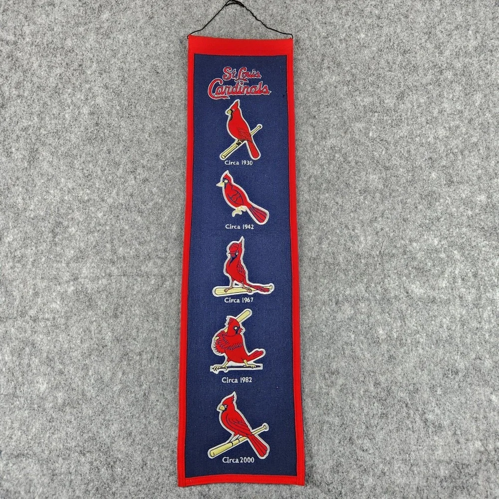 VTG Winning Streak St Louis Cardinals Banner MLB Blue Wool Heritage Logo Decor